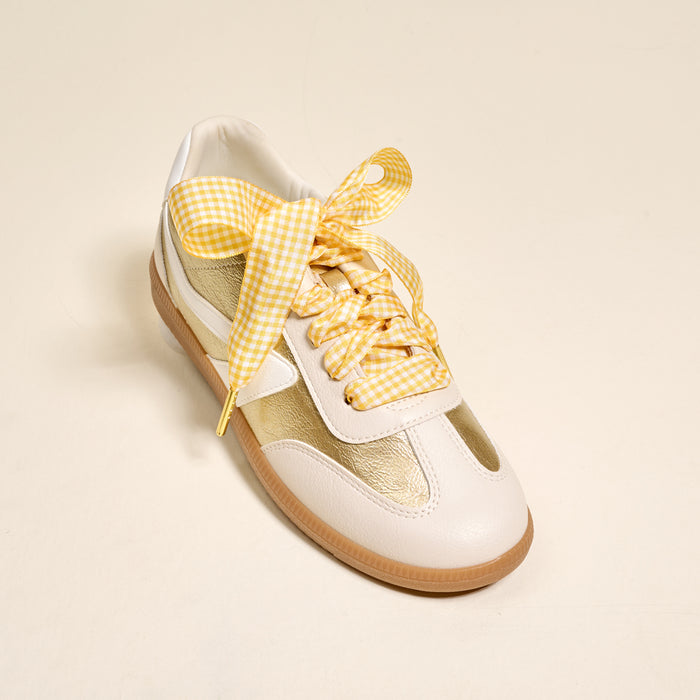 Gingham Yellow Step It Up Shoelaces