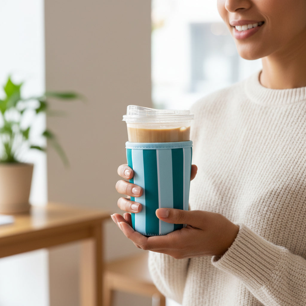 Large-Sicily Stripes Teal Sip Savvy Drink Sleeve