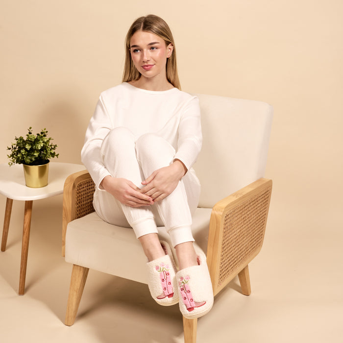 Cowgirl Boots Fuzzy Slippers