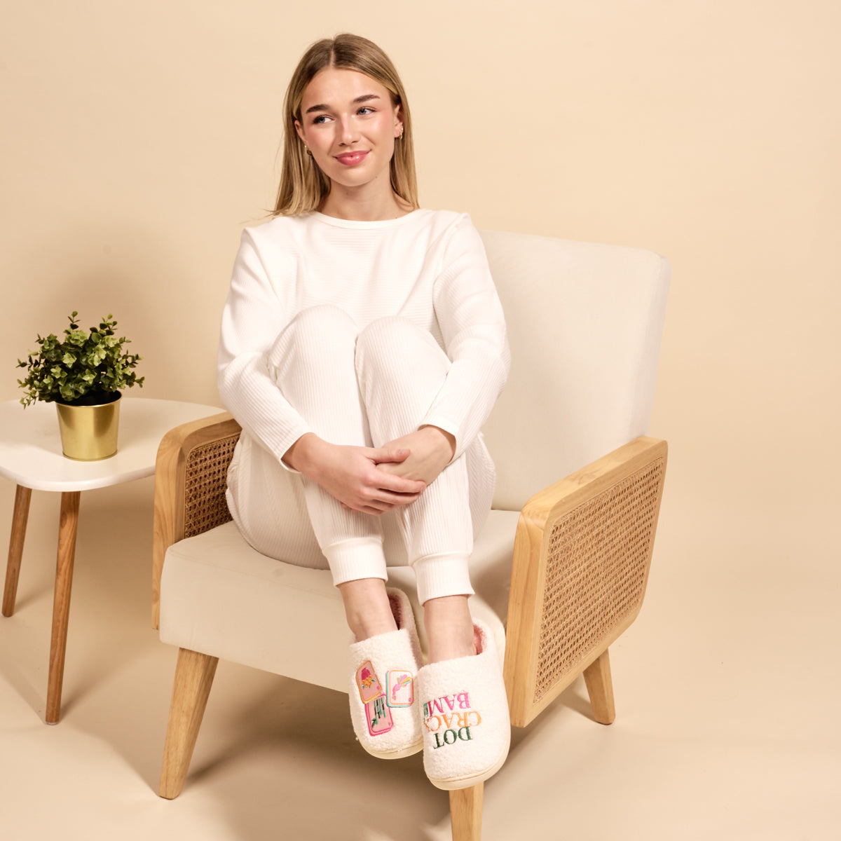 Dot Crack Bam Fuzzy Slippers