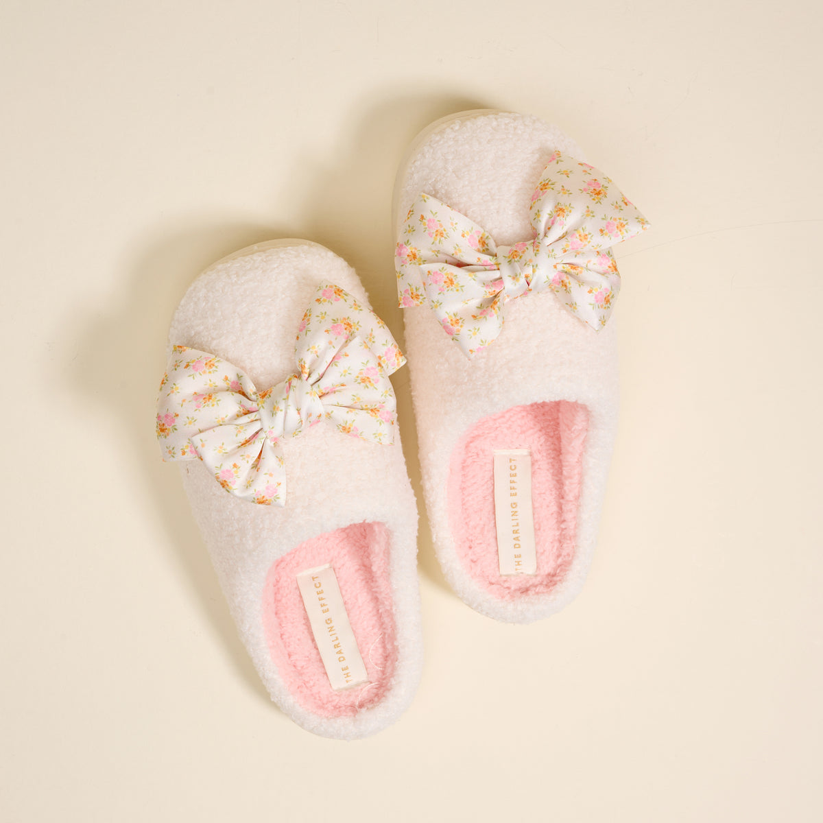 Betty Bow Endless Daydream Cream Fuzzy Slippers