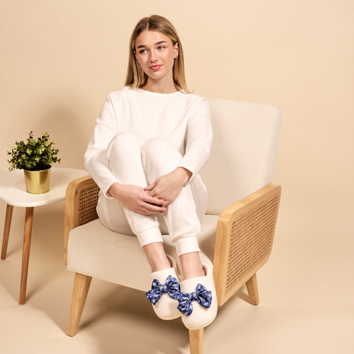 Betty Bow Endless Daydream Navy Fuzzy Slippers