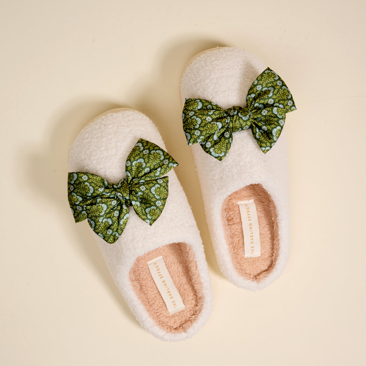 Betty Bow Everbloom Forest Green Fuzzy Slippers