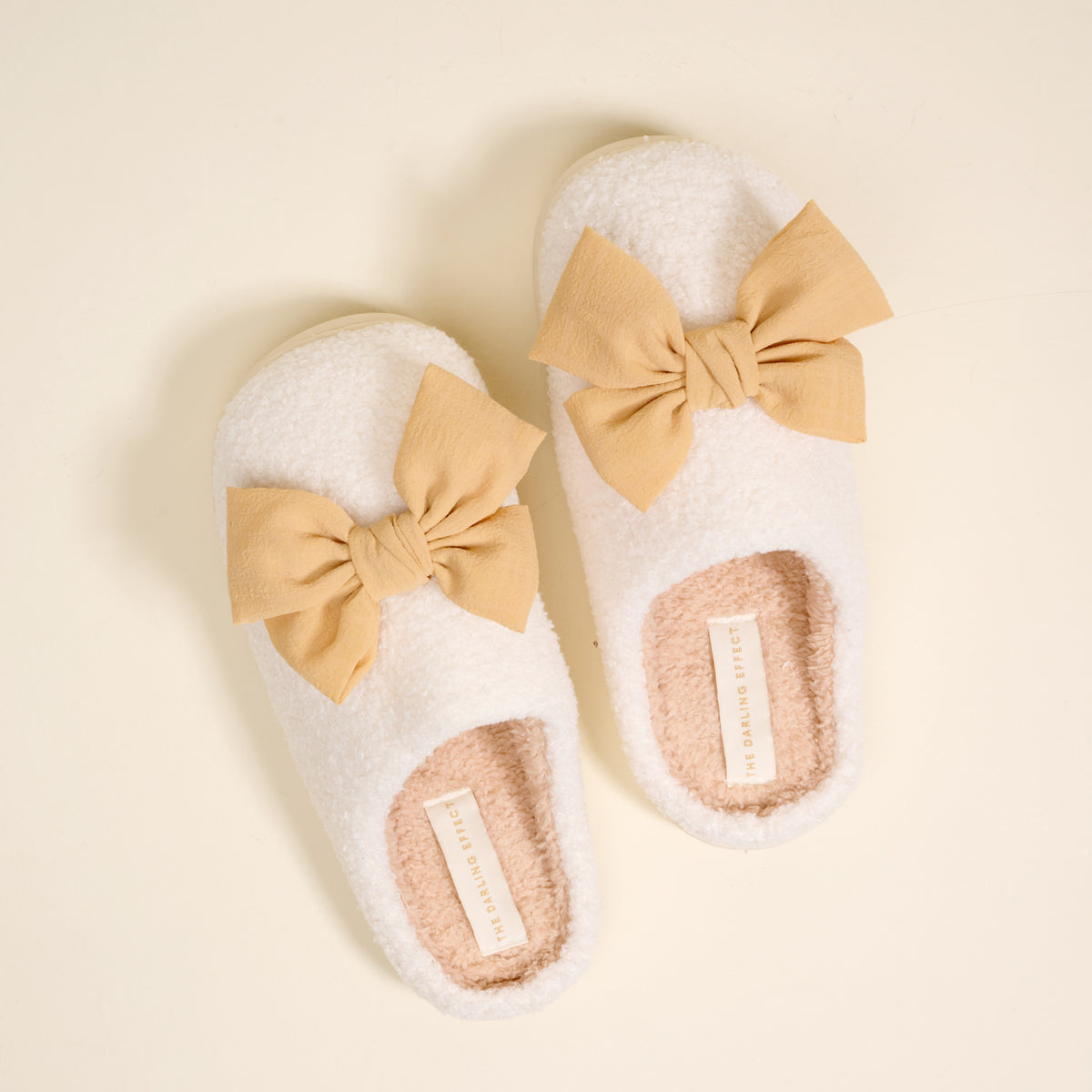 Betty Bow Tan Fuzzy Slippers