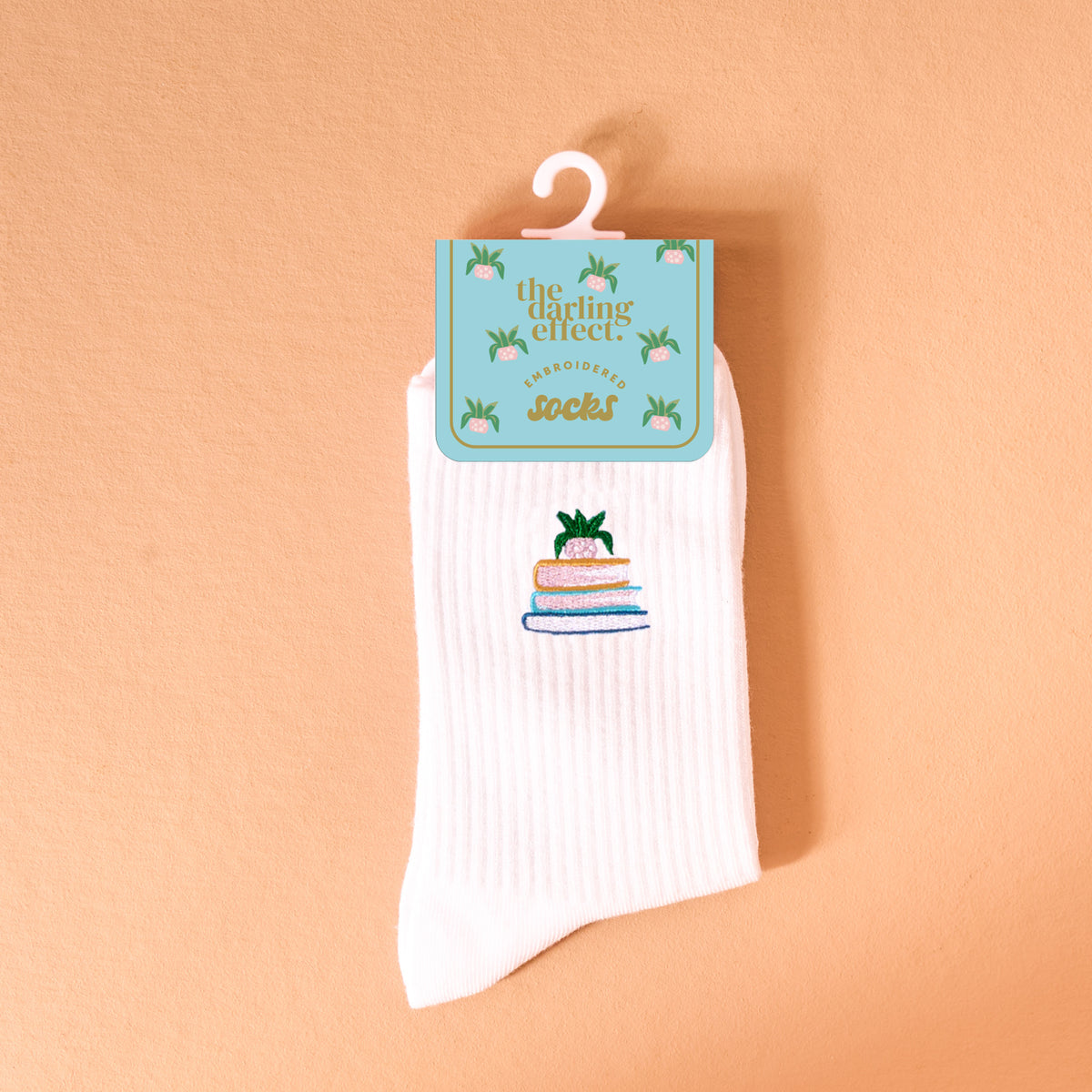Book Nook Embroidered Crew Socks