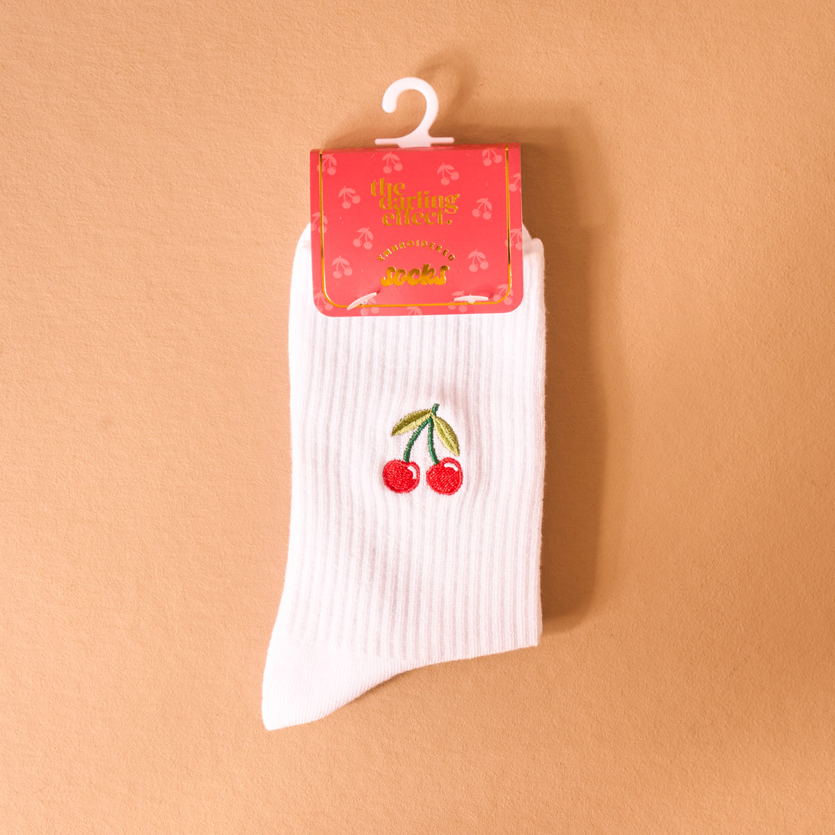 Cherries Embroidered Crew Socks