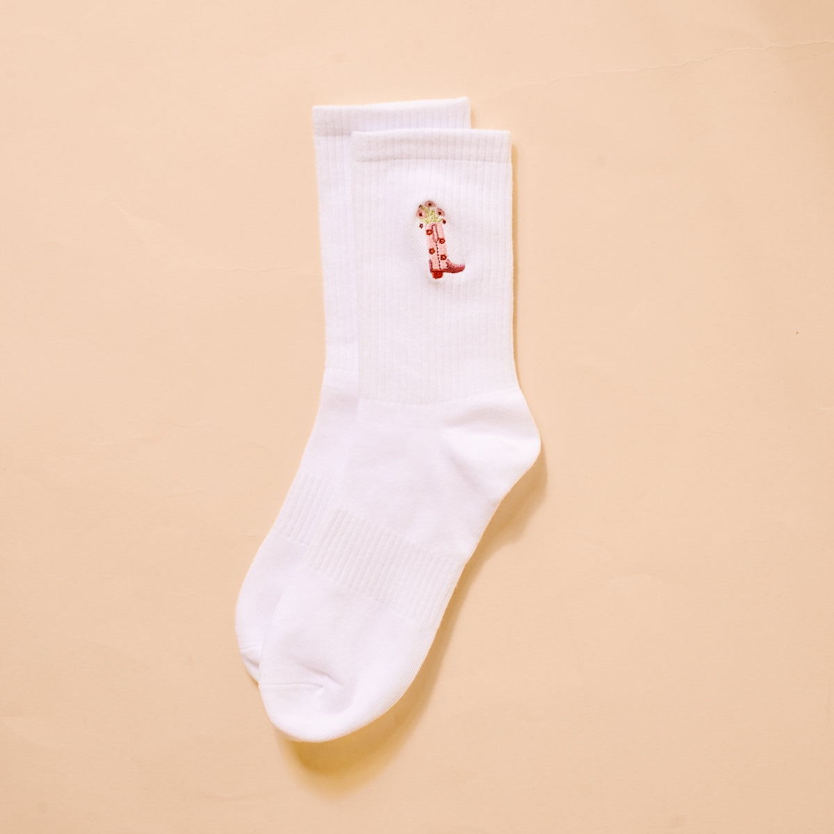 Cowgirl Boot Embroidered Crew Socks