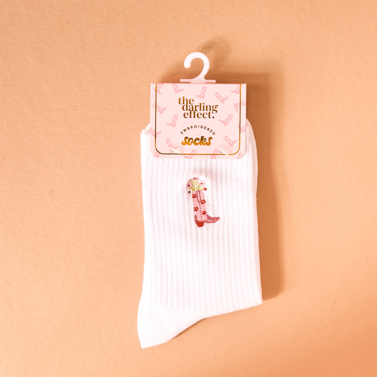 Cowgirl Boot Embroidered Crew Socks