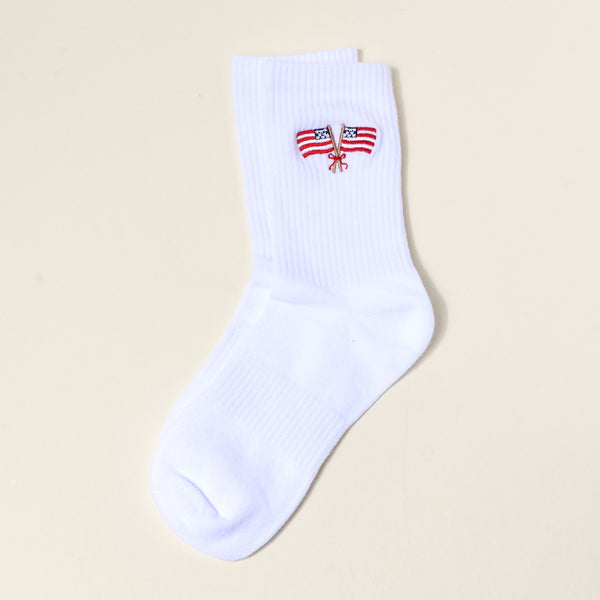 American Flags Embroidered Crew Socks