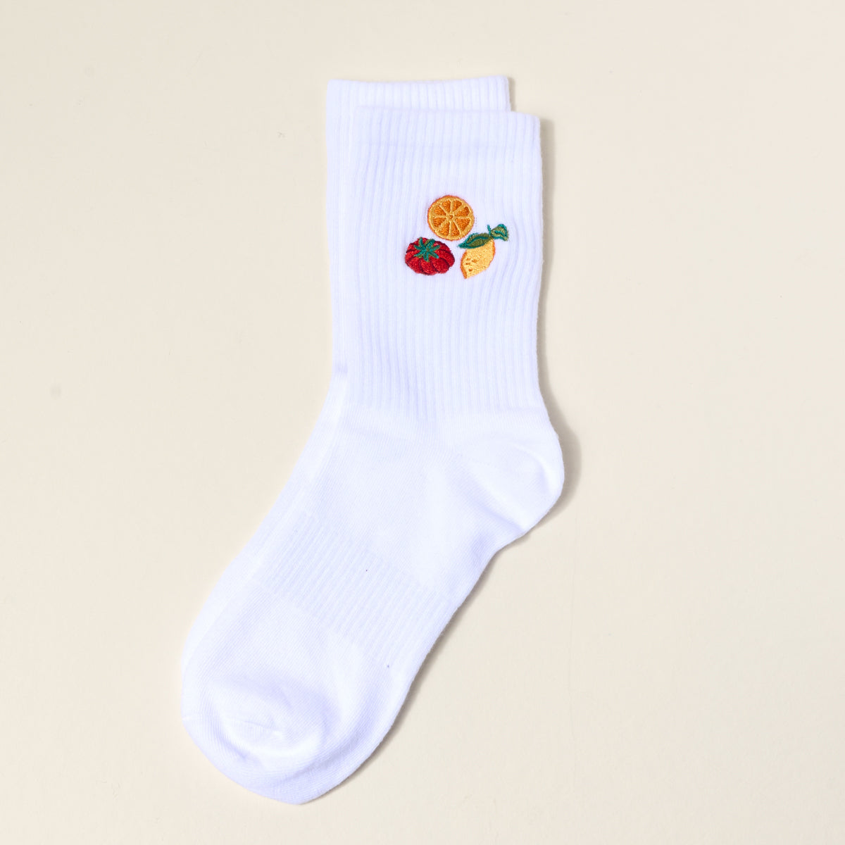 Fruit Market Embroidered Crew Socks