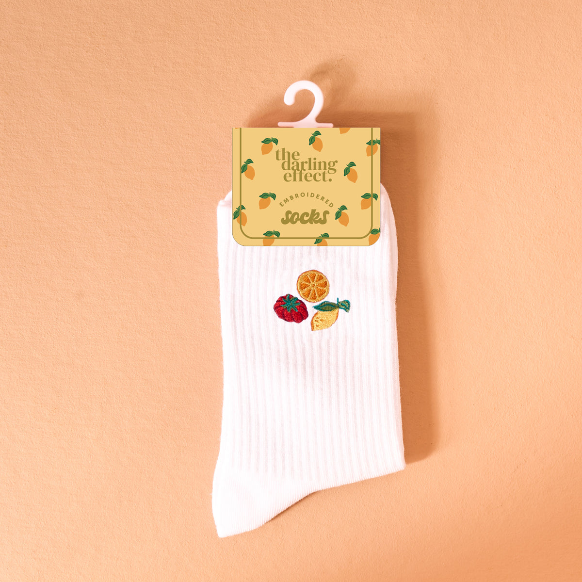 Fruit Market Embroidered Crew Socks