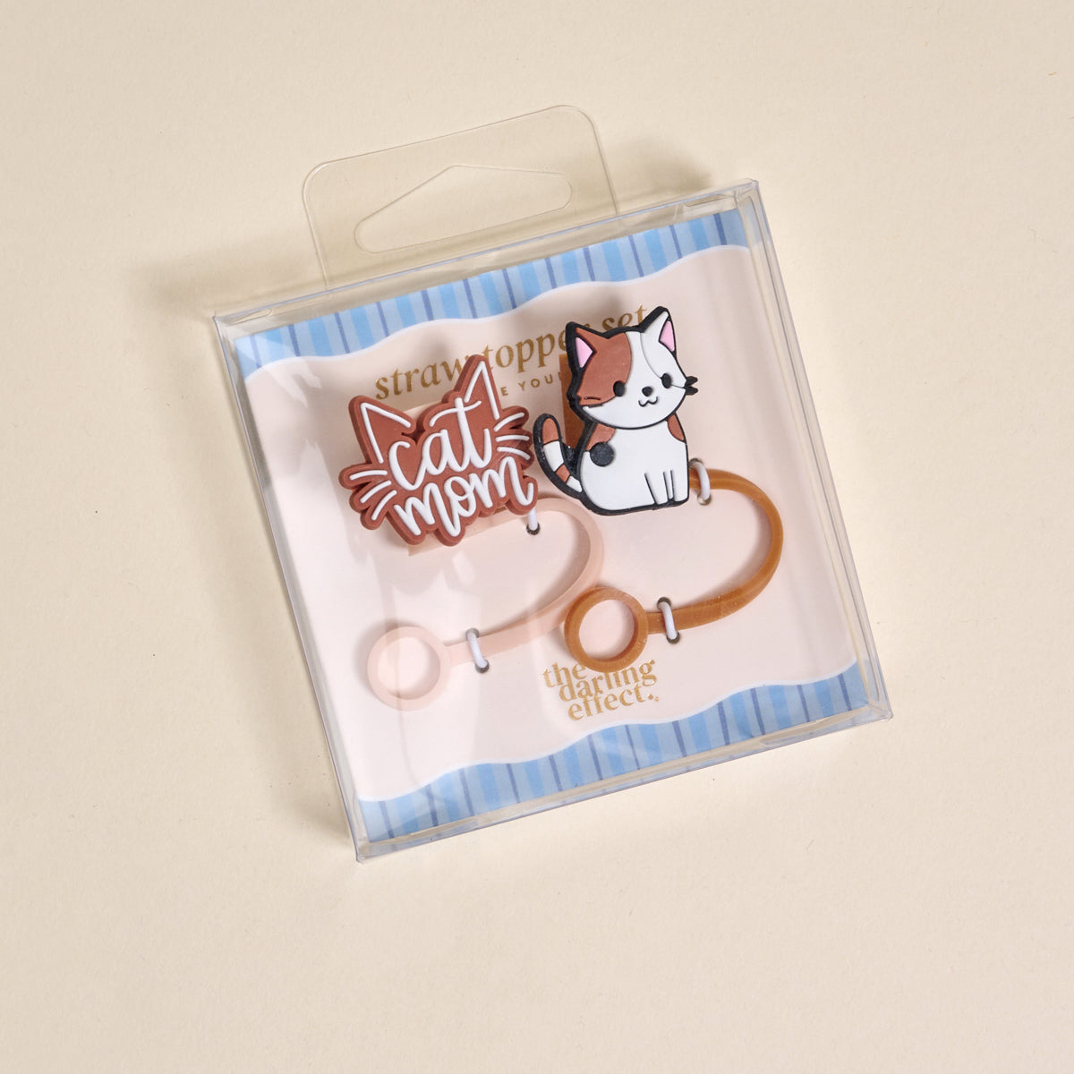 Cat Mom Straw Topper Set