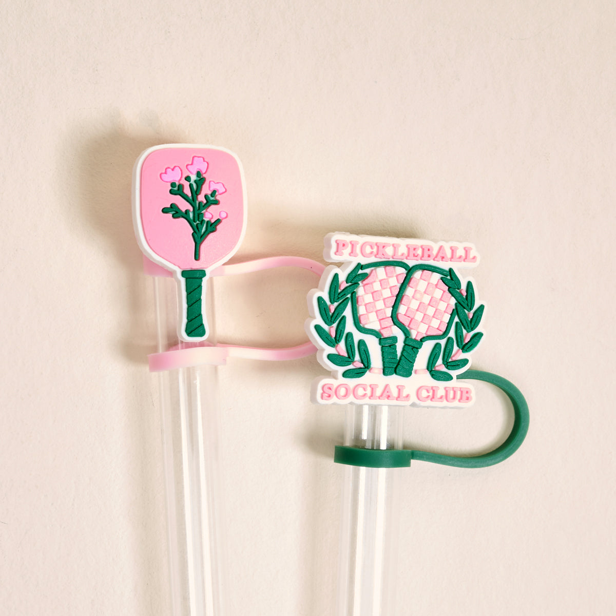 Pickleball Social Club Straw Topper Set