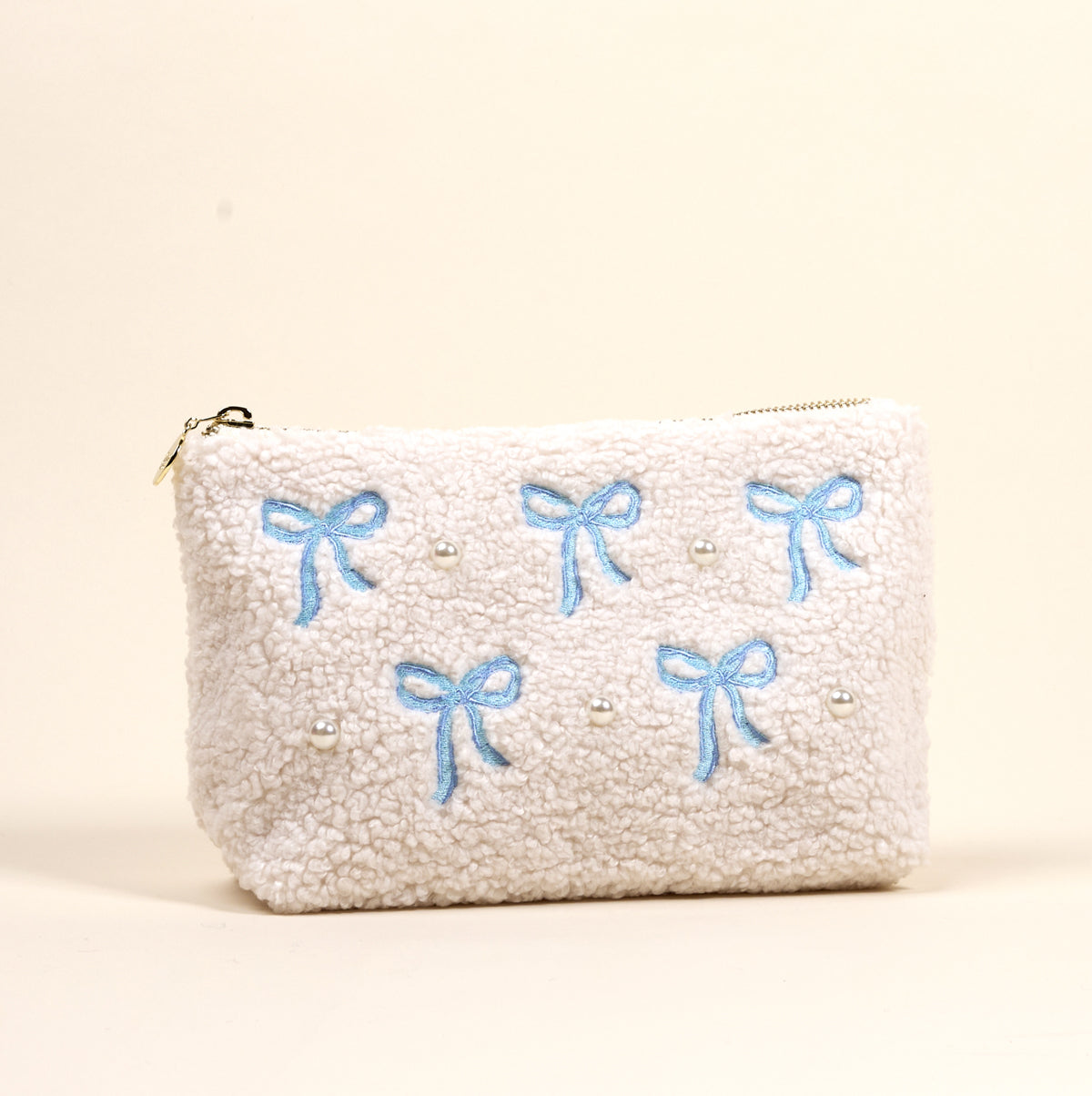 Bows Blue Teddy Pouch