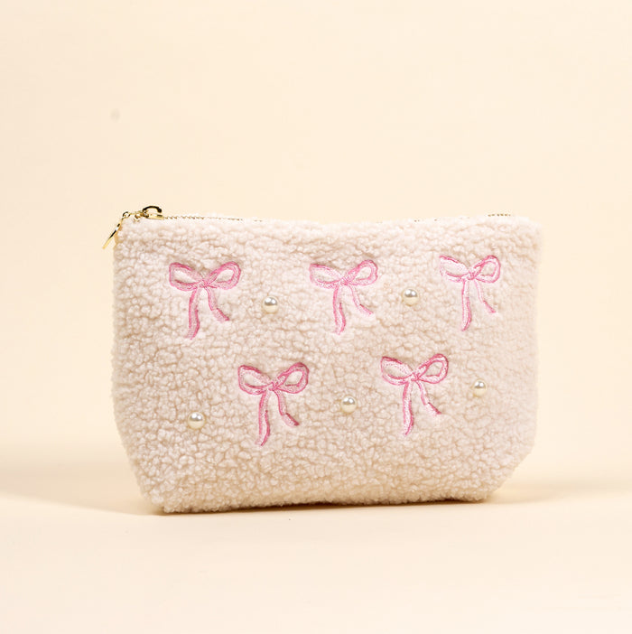Bows Pink Teddy Pouch