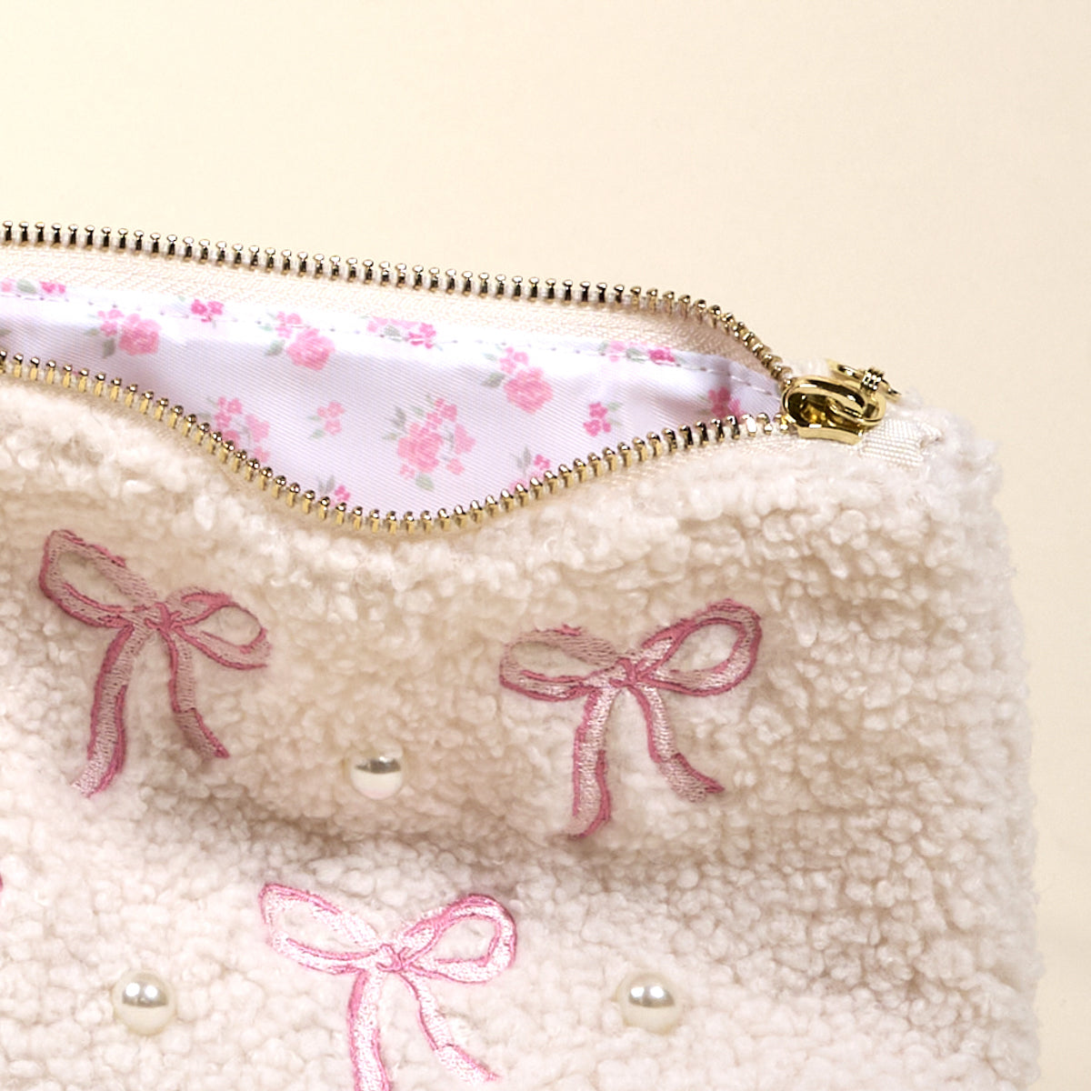 Bows Pink Teddy Pouch