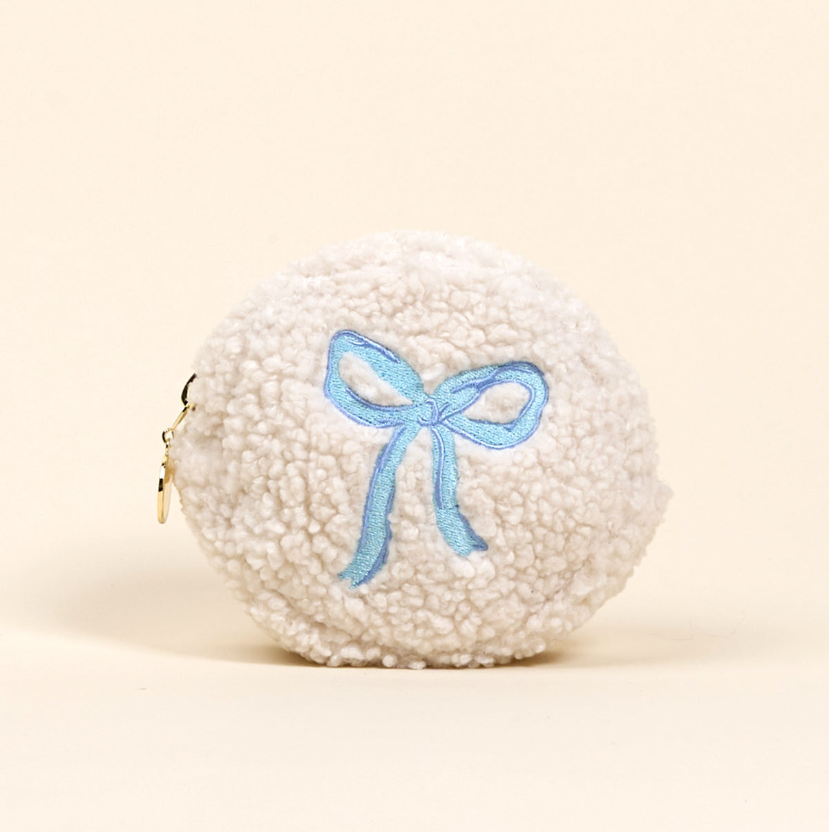Circle Bow Blue Teddy Pouch