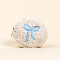 Circle Bow Blue Teddy Pouch