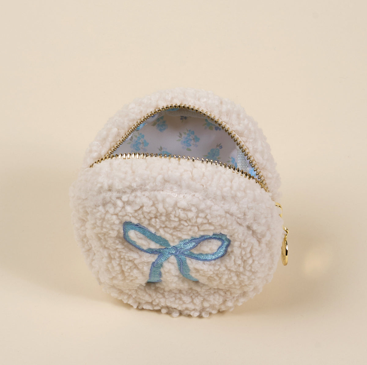 Circle Bow Blue Teddy Pouch