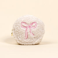 Circle Bow Pink Teddy Pouch