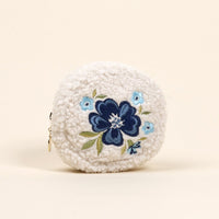 Circle Dainty Floral Navy Teddy Pouch