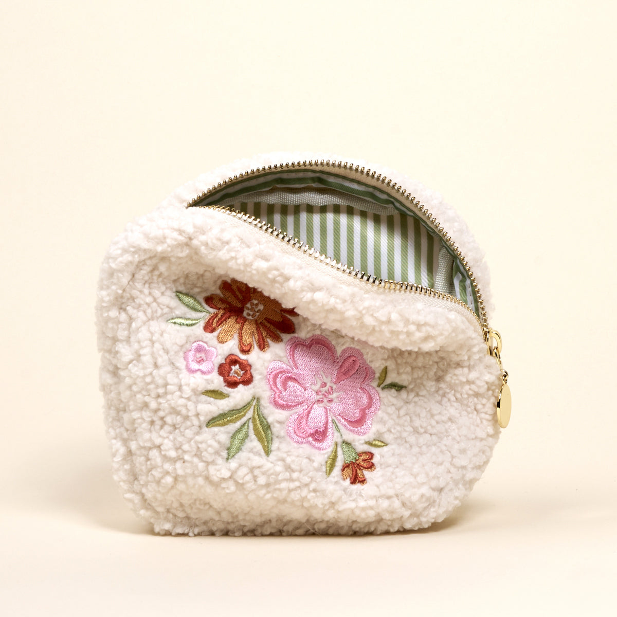 Square Dainty Floral Pink Teddy Pouch
