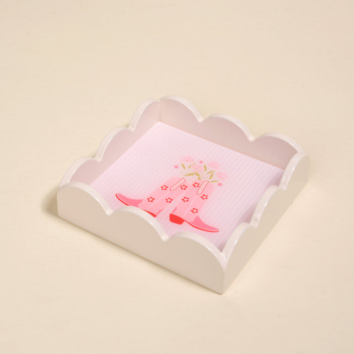Cowgirl Boots Scallop Trinket Tray