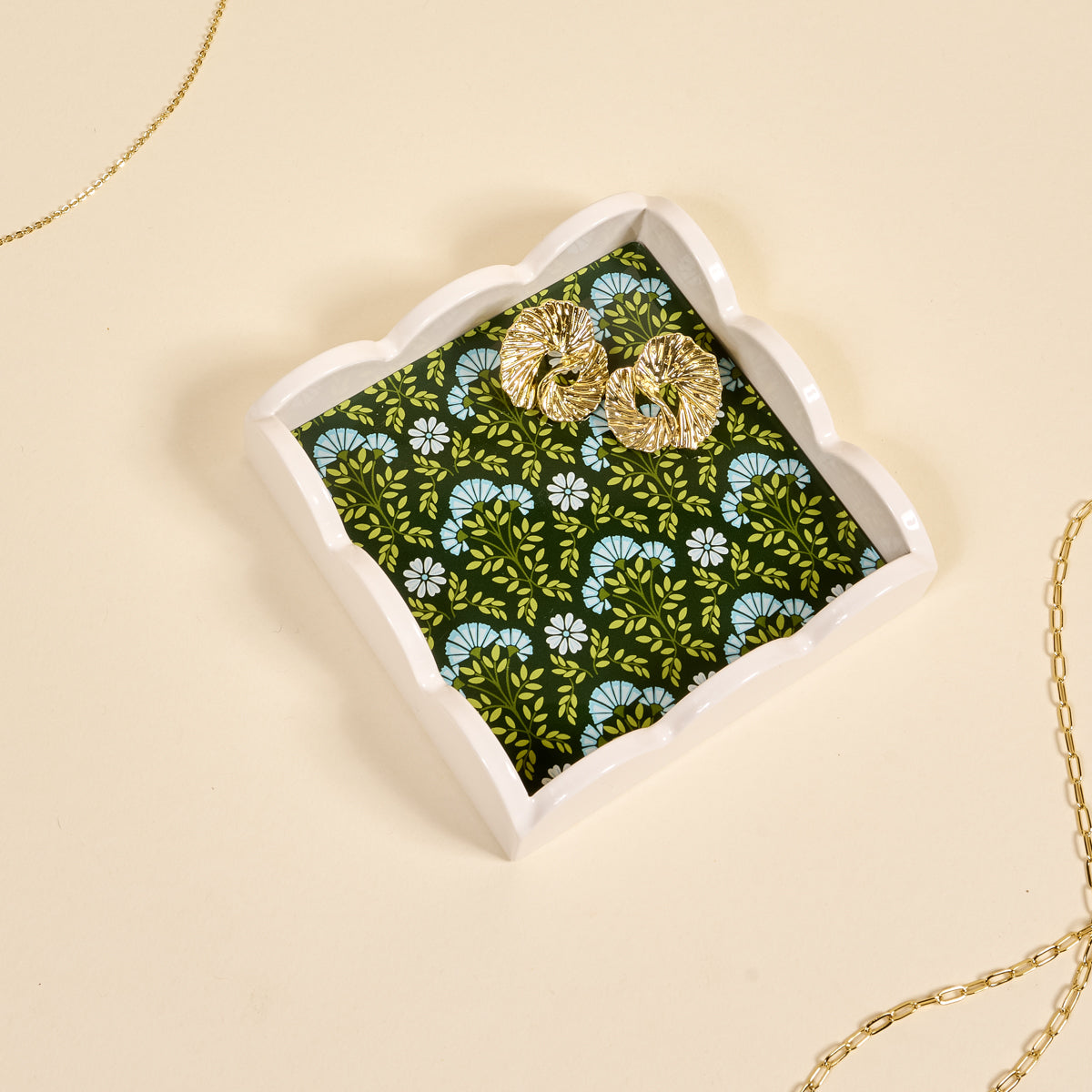 Everbloom Forest Green Scallop Trinket Tray