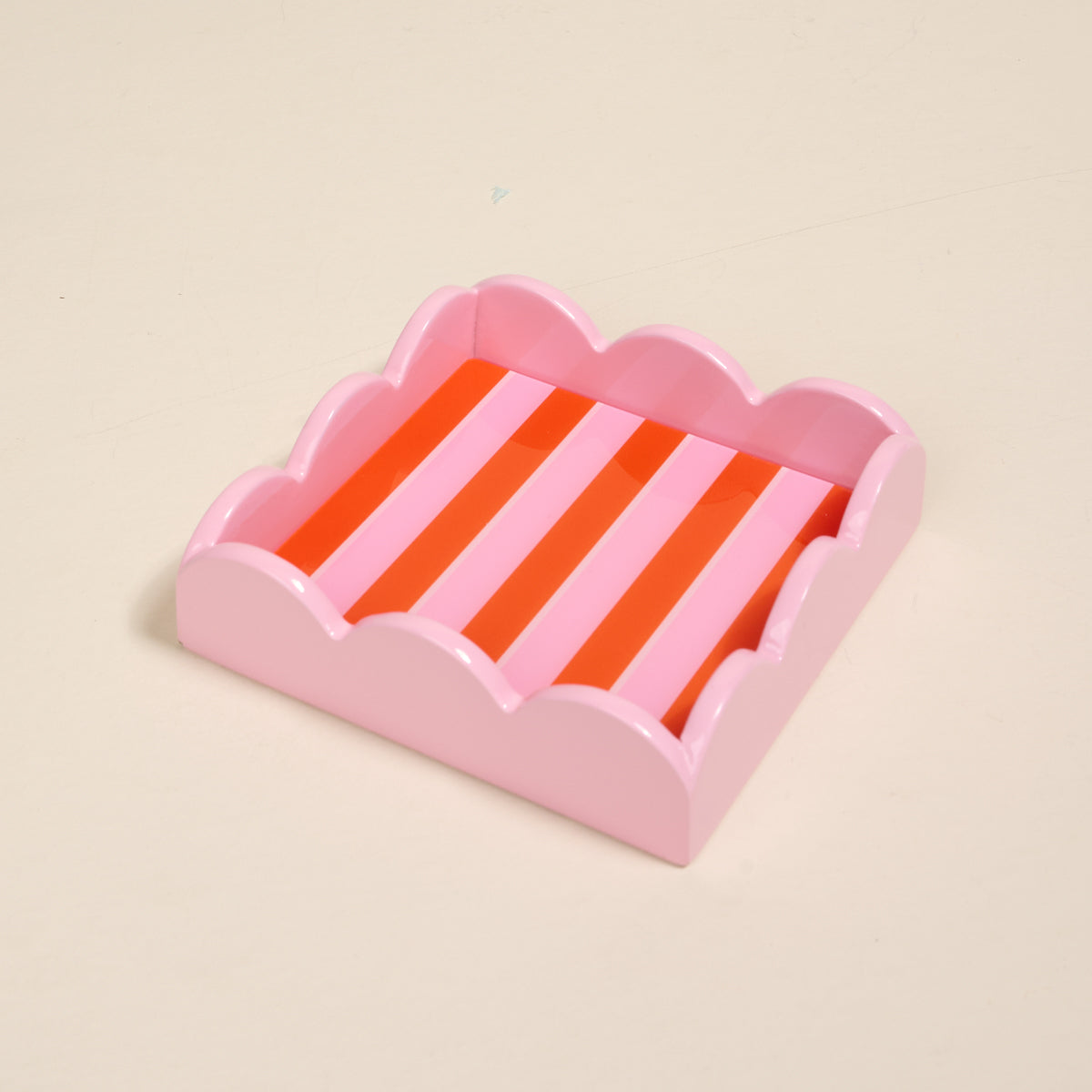 Sicily Stripes Pink Scallop Trinket Tray