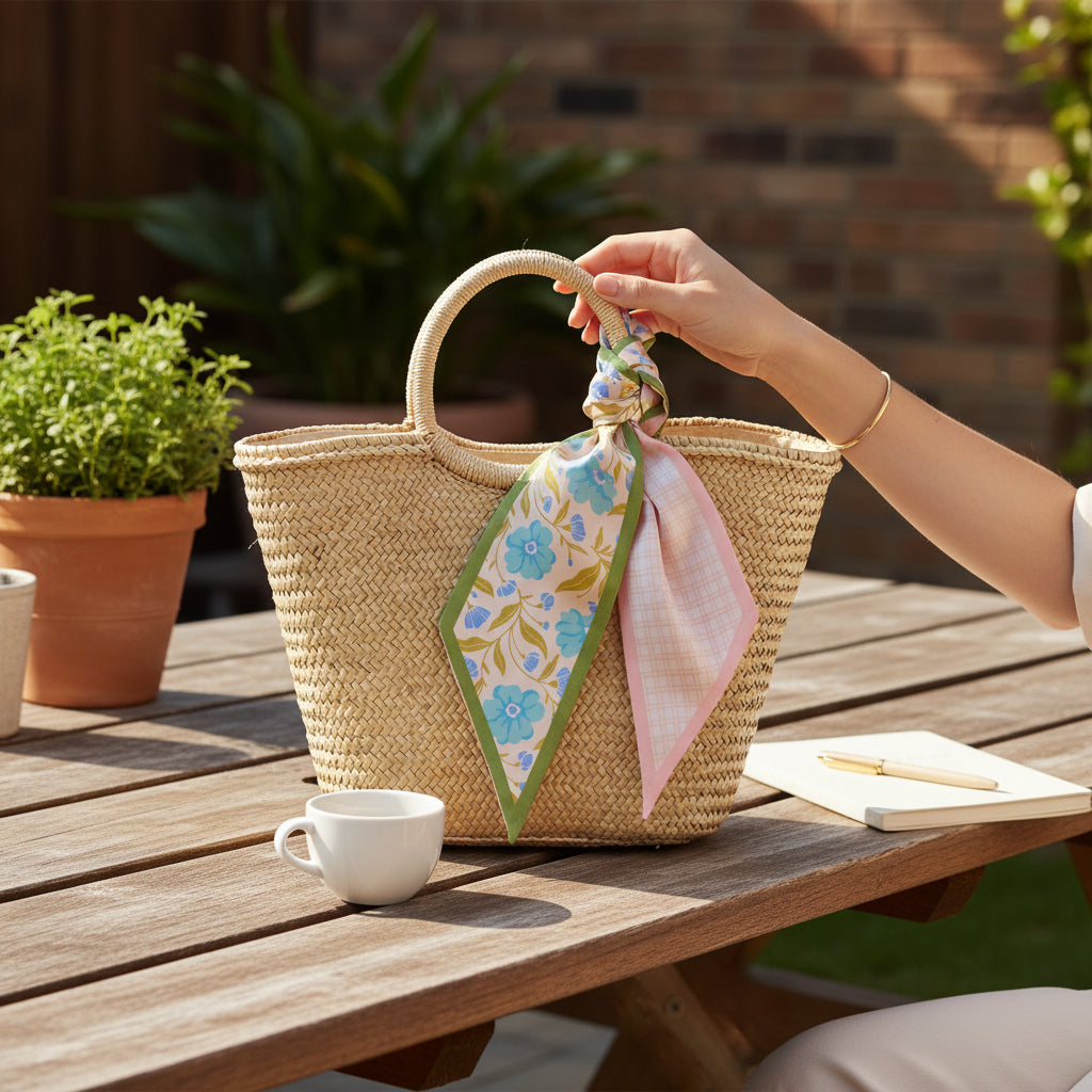 Poppin' Petals Aqua Twirl & Tie Scarf Accessory