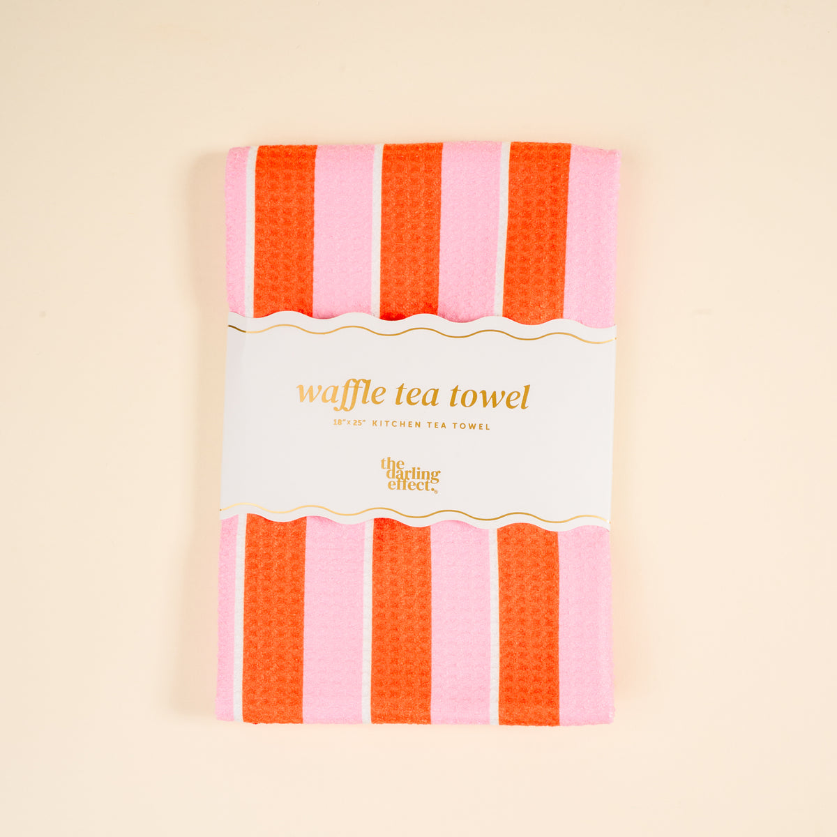 Sicily Stripes Pink Waffle Tea Towel