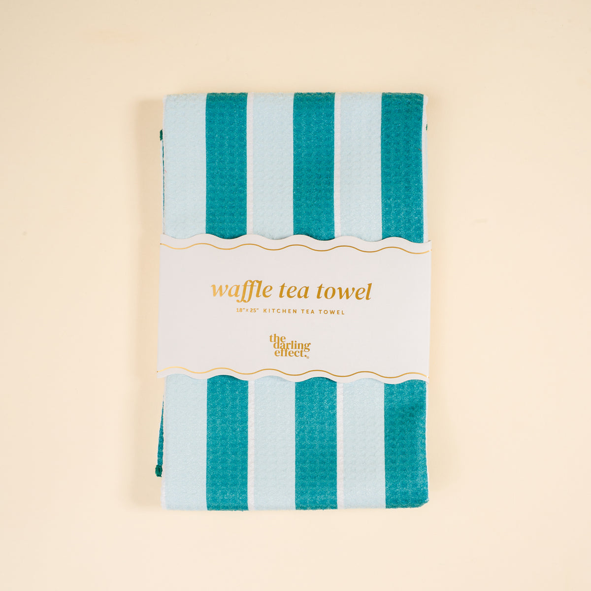Sicily Stripes Teal Waffle Tea Towel
