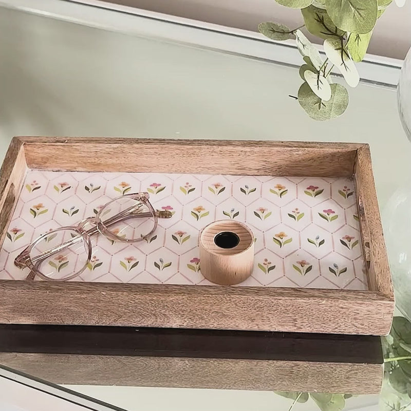 Handpicked for You Rectangle Wood Enamel Tray