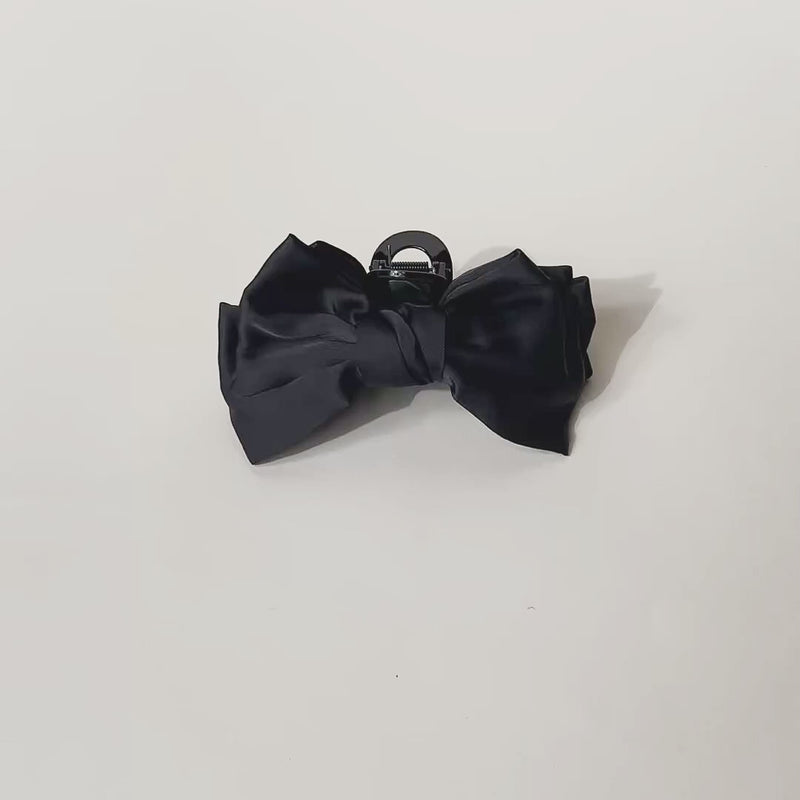 Black Satin Bow Claw Clip