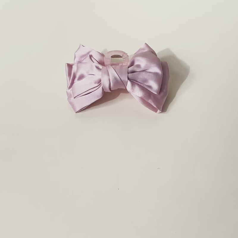 Blush Satin Bow Claw Clip