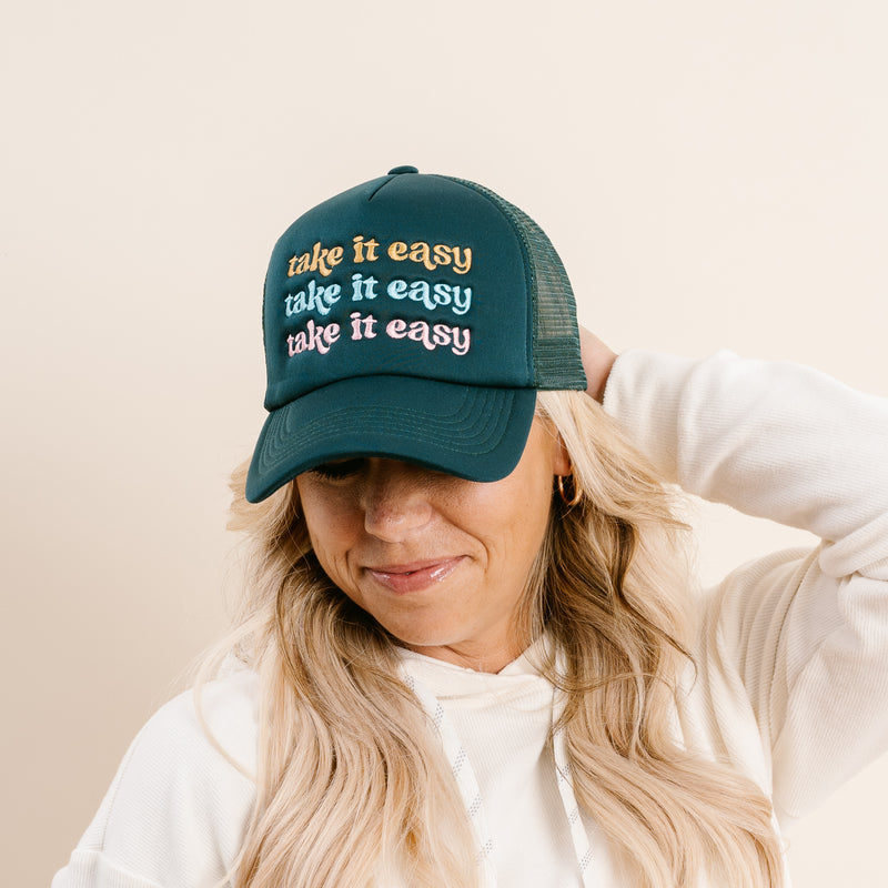 Take it Easy Embroidered Trucker Hat