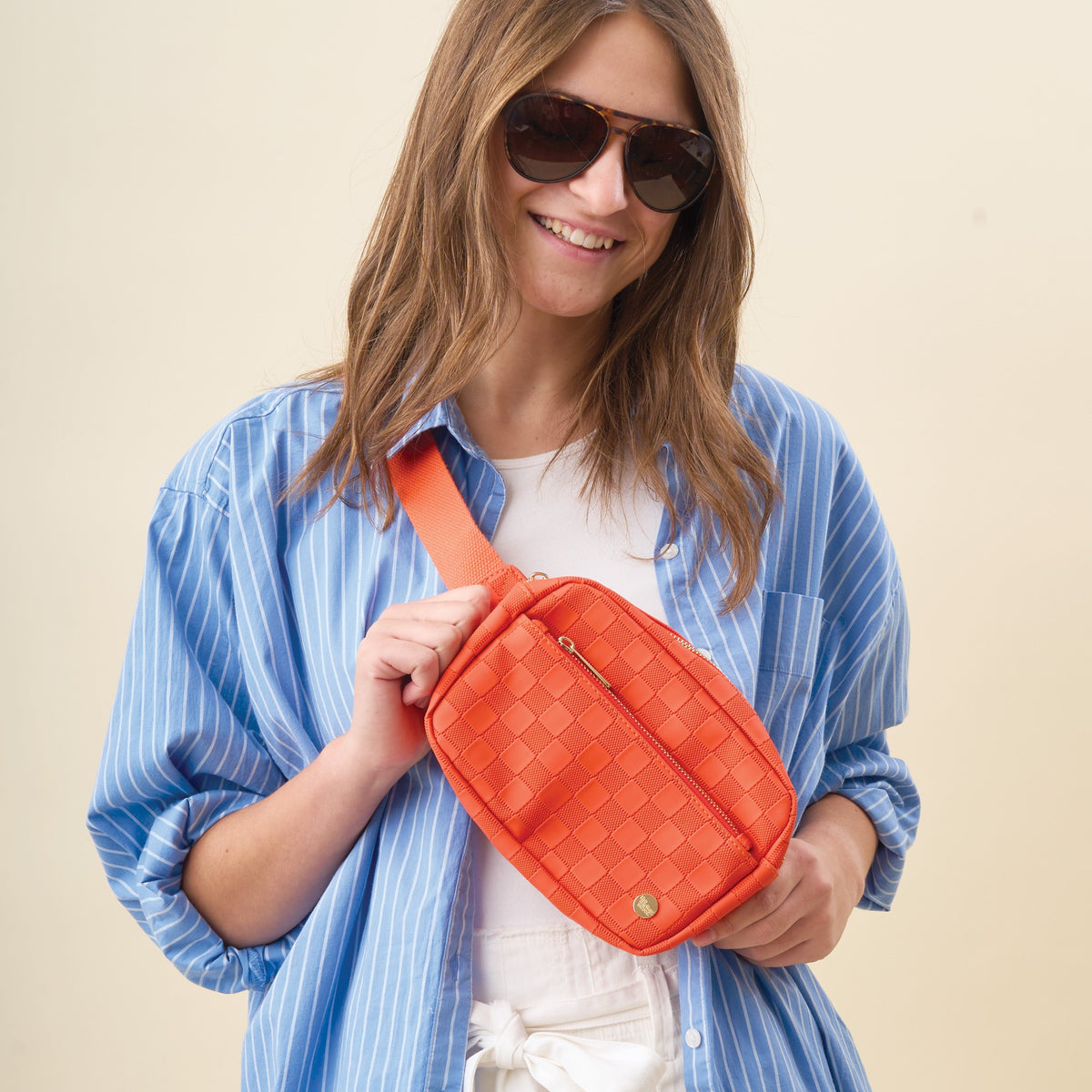 Orange Urban Check Belt Bag