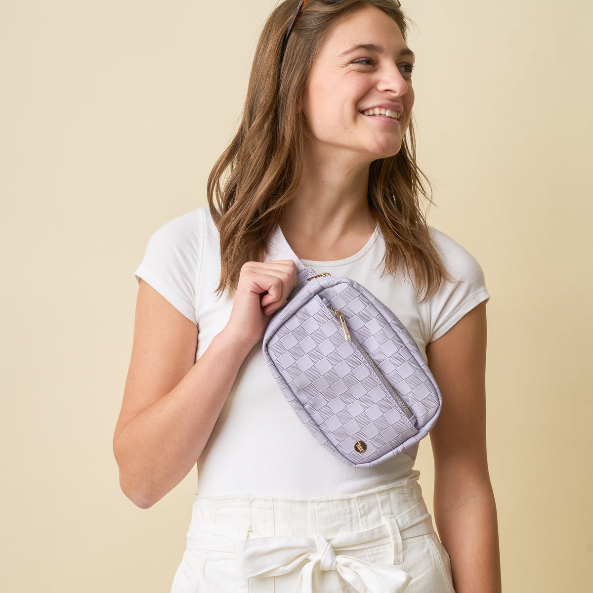 Periwinkle Urban Check Belt Bag