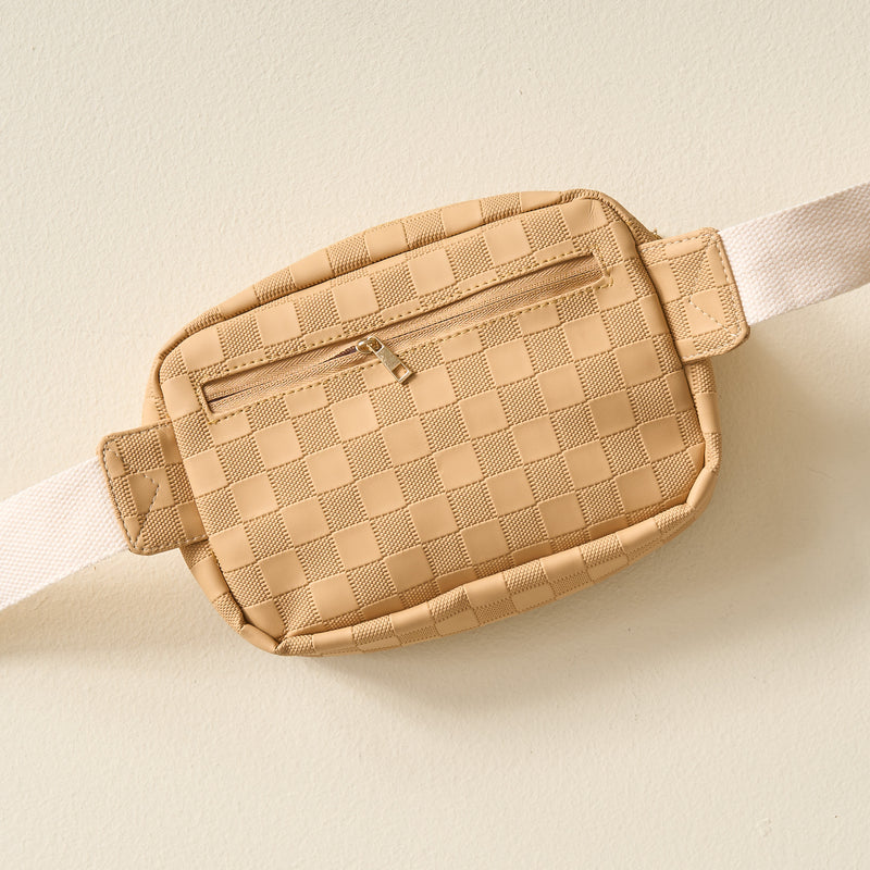 Tan Urban Check Belt Bag