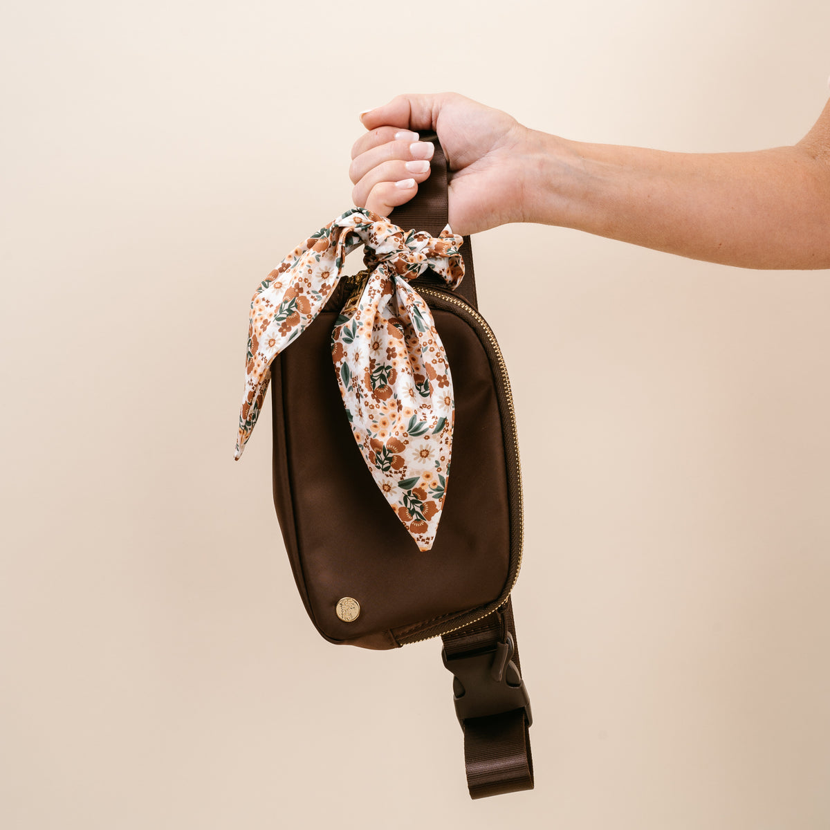 Mocha Brown All You Need Belt Bag with Hair Scarf