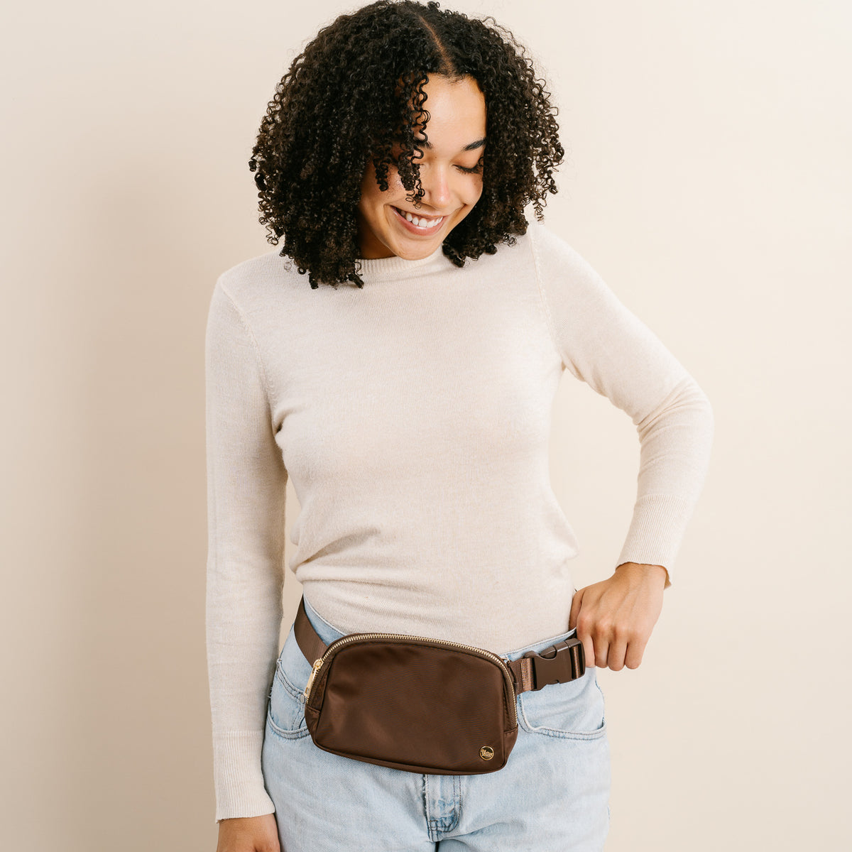 Mocha Brown All You Need Belt Bag with Hair Scarf