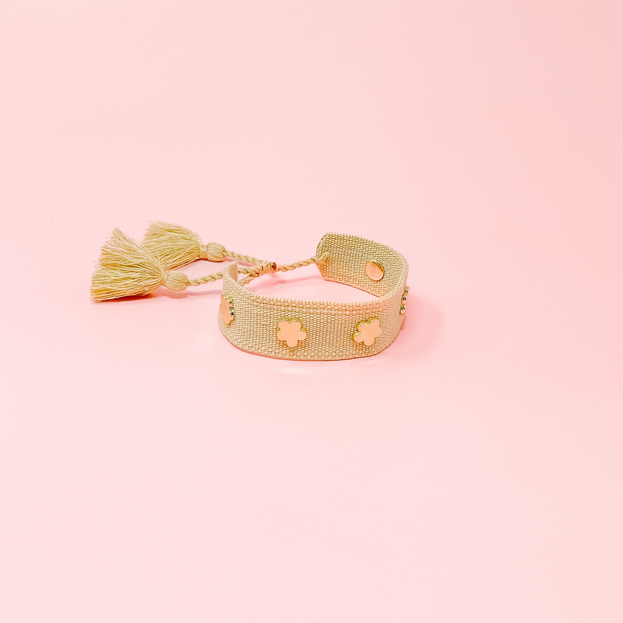 Adjustable Woven Floral Stacker Bracelets