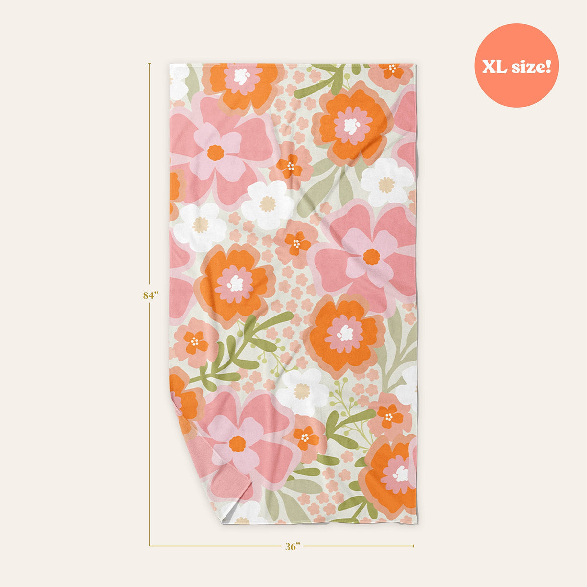 Beyond Blooms Pink Orange Quick-Dry Beach Towel