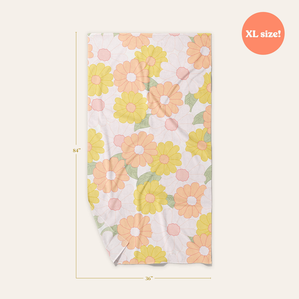 Daisy Craze Peach Quick-Dry Beach Towel