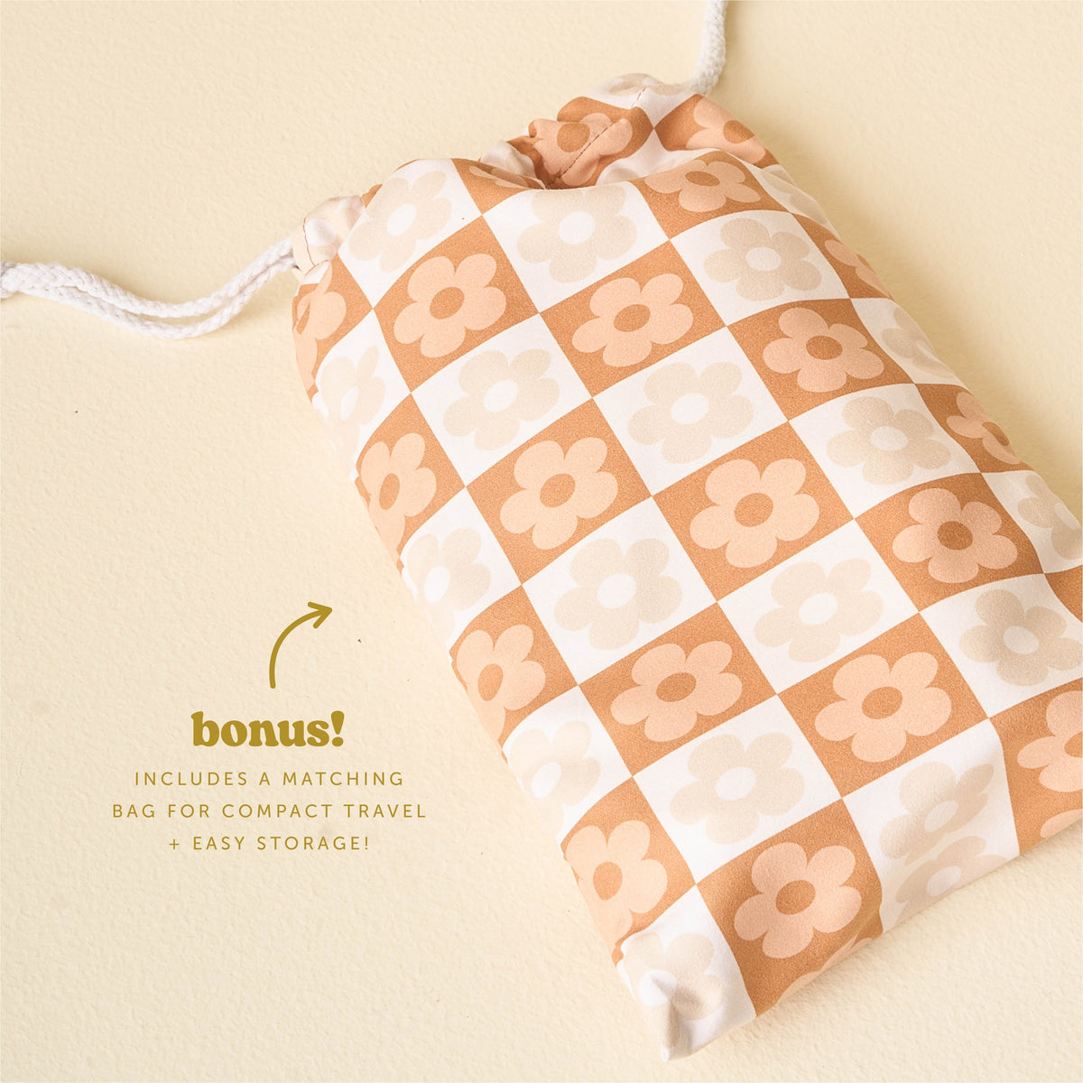 Flower Check Brown Quick-Dry Beach Towel