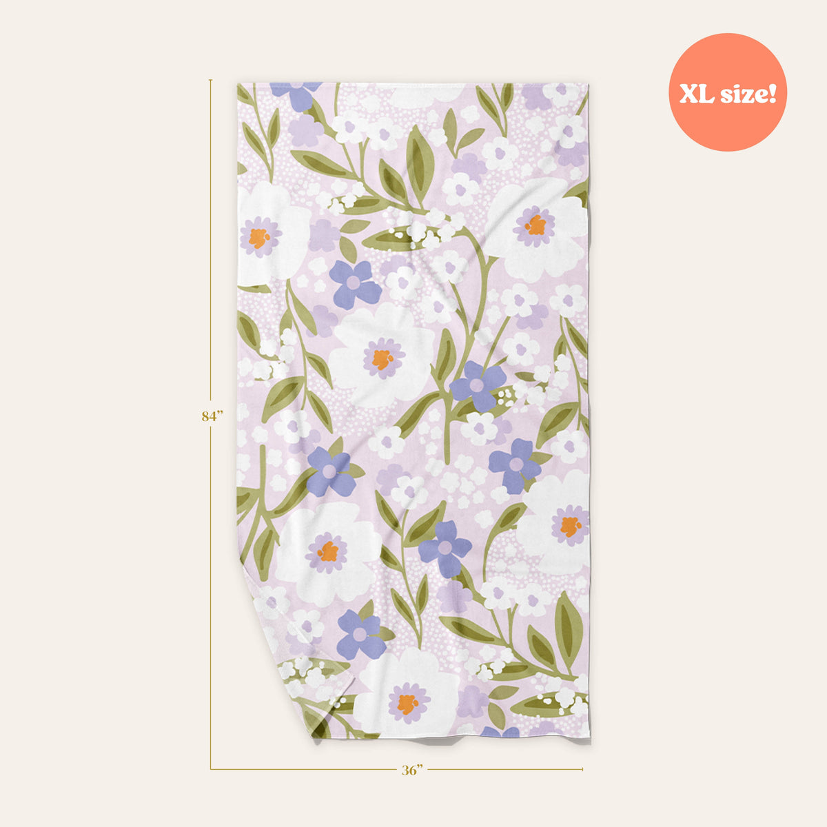 Floral Haven Lilac Quick-Dry Beach Towel