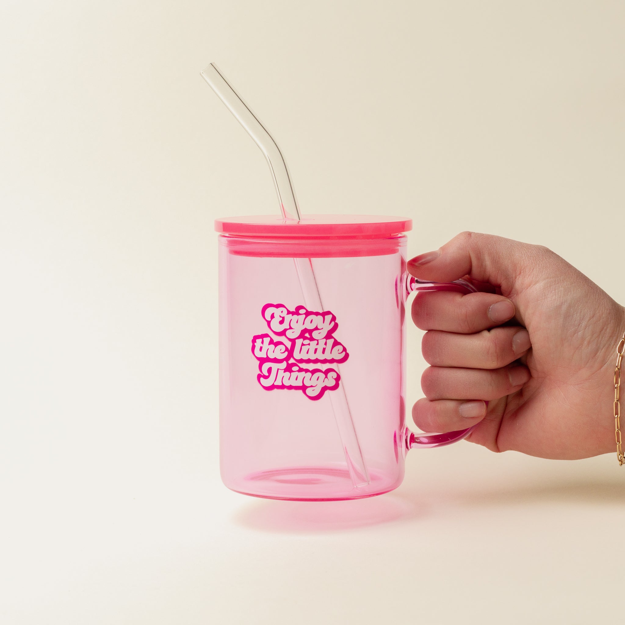 Enjoy The Little Things Colored Glass Mug