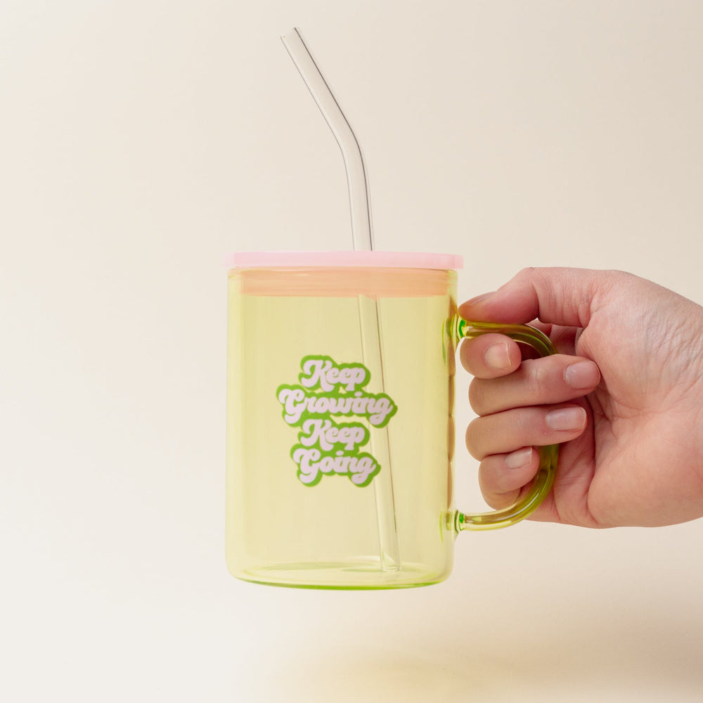 Keep Growing Keep Going Colored Glass Mug