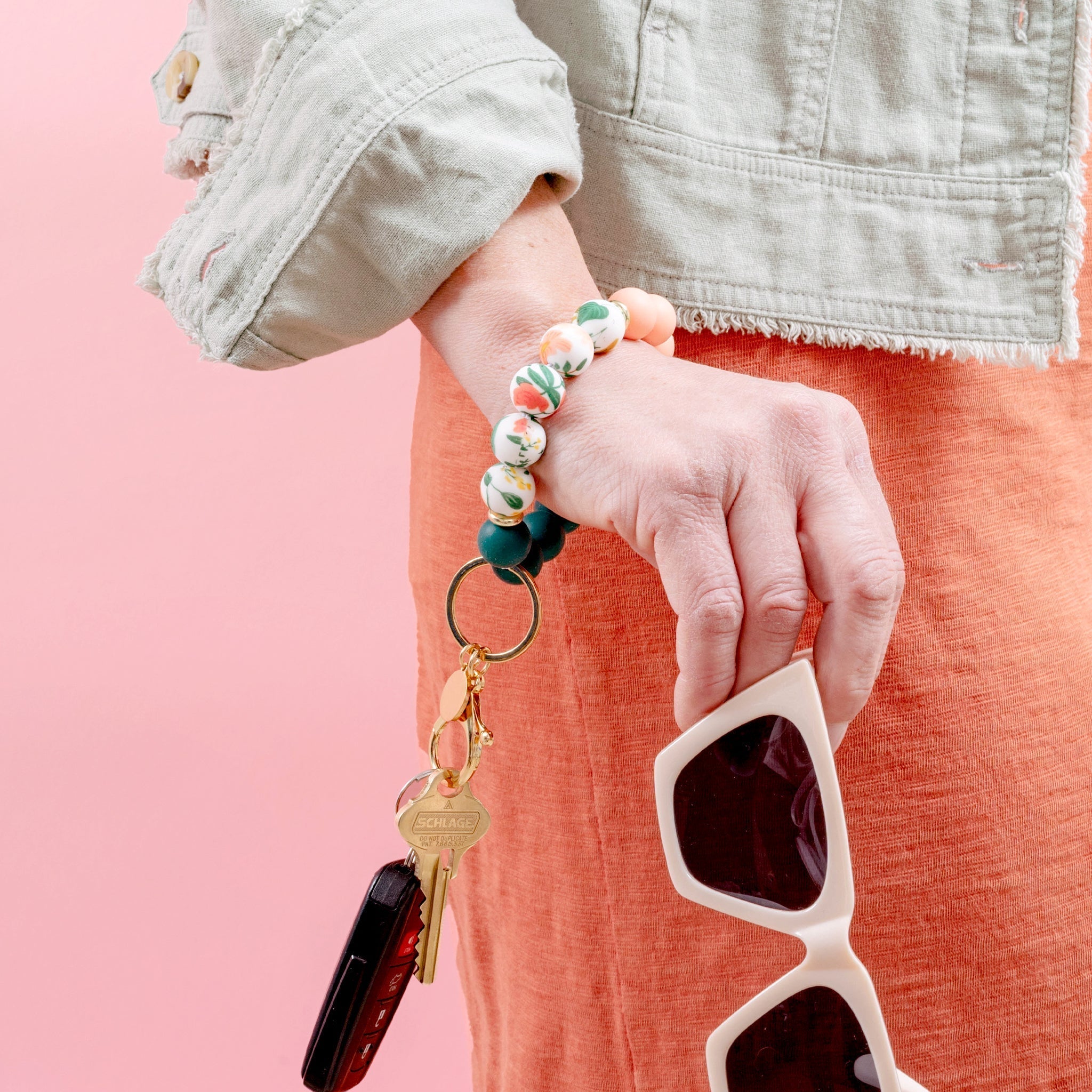 Printed Bead Hands-Free Keychain Wristlet