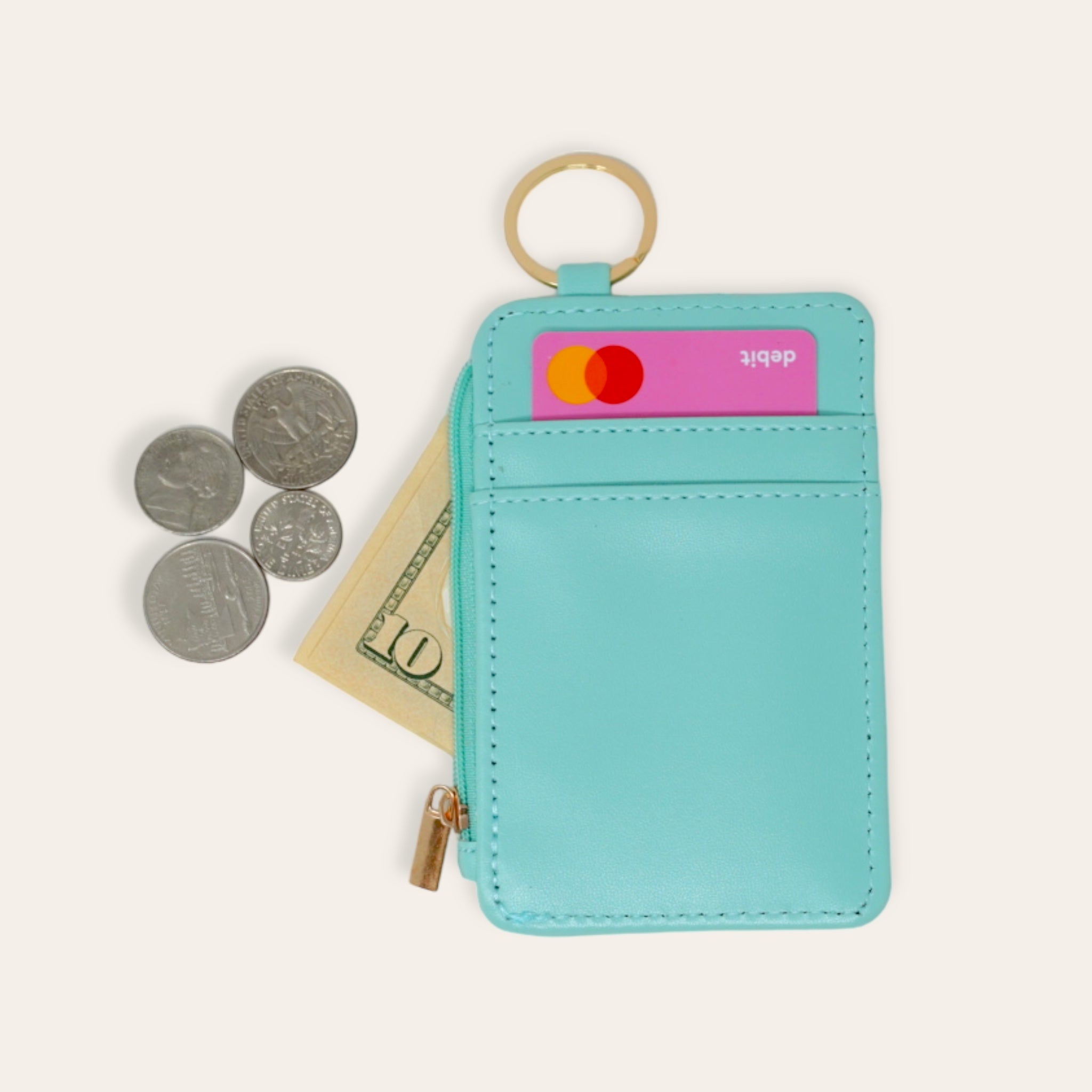 Solid Keychain Card Wallet